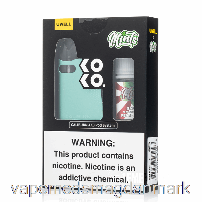 Engangs Vape Danmark Uwell X Dv Caliburn Ak3 Kit + 50mg Nic Salt [cyan] Mynte - Pebermynte
